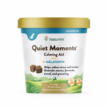 NaturVet Quiet Moments Calming Aid + Melatonin 70 Soft Chews 5.4 oz