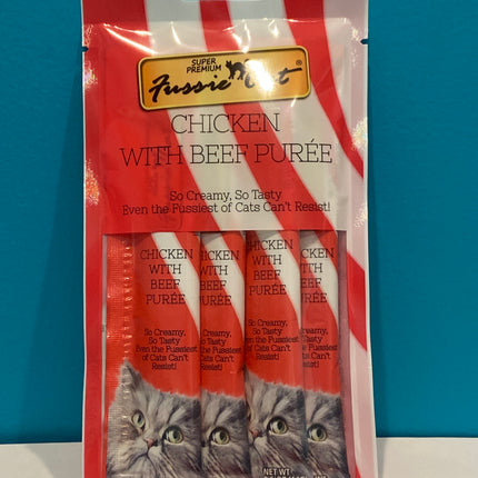 Fussie Cat Chicken & Beef purée pouches 2 oz