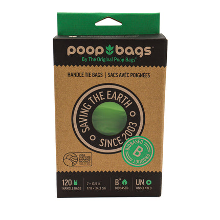 The Original Poop Bags Handle Tie Unscented Biobased 120 ct