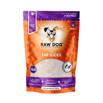 Raw Dog Pig Ears Slices 8 oz