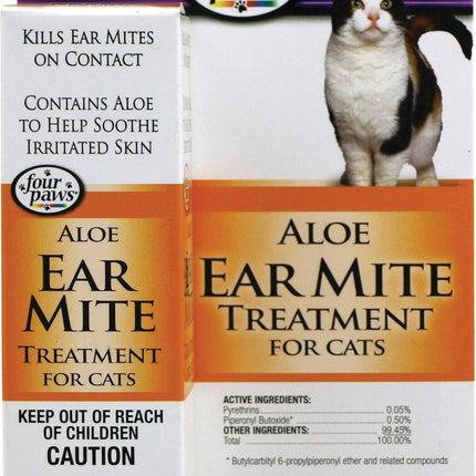 Four Paws Aloe Ear Mite Treatment for Cats .75 oz