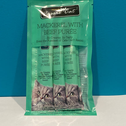 Fussie Cat Mackerel & Beef purée pouches 2 oz