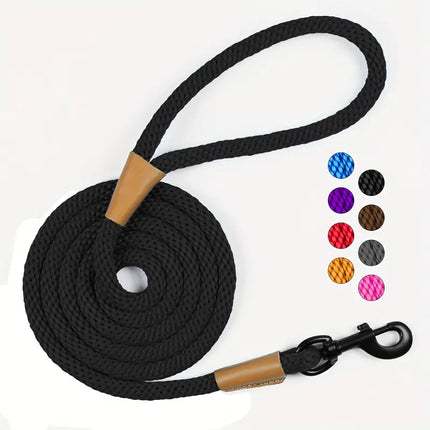 Thick Rope Leash with Leather Accents