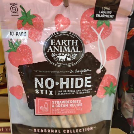 Earth Animal No Hide Stix Strawberries & Cream Recipe 10 pack 1.6oz