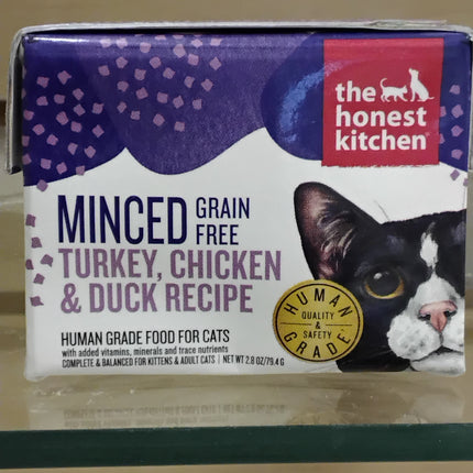 Honest Kitchen GF Turkey, Chicken, & Duck Recipe Minced in a Bone Broth Gravy 2.8oz