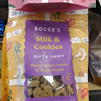 Bocce's Bakery Milk & Cookies Peanut Butter, Carob & Vanilla Recipe 6oz