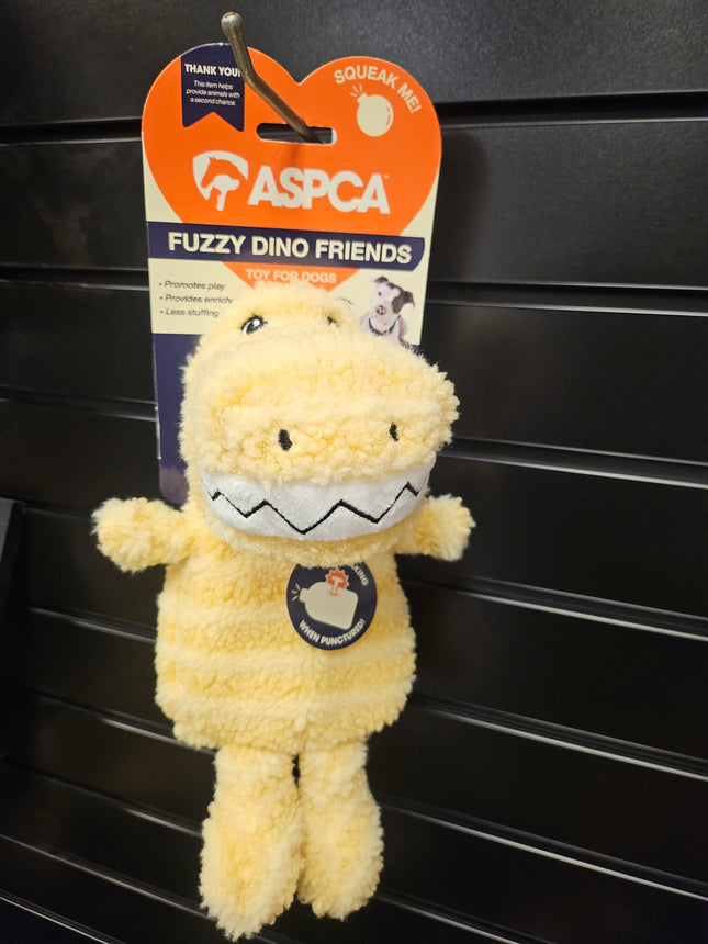 Fuzzy Dino Friends Dog Toy (Yellow)